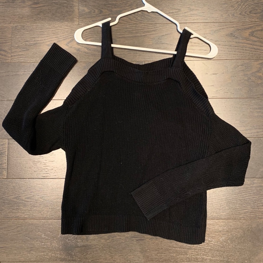 Black cold shoulder sweater